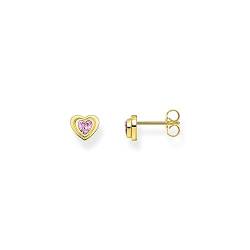 THOMAS SABO Damen Ohrstecker Herz mit pinkfarbenem Zirkonia vergoldet 750 Gelbgold Vergoldung, 925 Sterlingsilber H2271-414-9 von THOMAS SABO