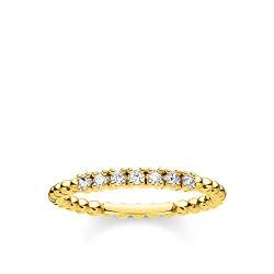 THOMAS SABO Damen Ring Kugeln mit weißen Steinen Gold 925 Sterlingsilber, 750 Gelbgold Vergoldung TR2323-414-14 von THOMAS SABO