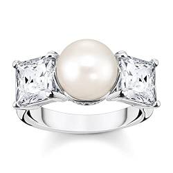 THOMAS SABO Damen-Ring Perle und Weiße Steine Silber TR2408-167-14-52 Ringgröße 52/16,6 von THOMAS SABO