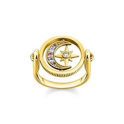 THOMAS SABO Damen Ring Royalty Stern & Mond gold 925 Sterlingsilber, 750 Gelbgold Vergoldung TR2377-959-7 von THOMAS SABO