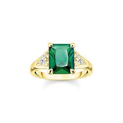 THOMAS SABO Damen Ring grüner Stein gold 925 Sterlingsilber, 750 Gelbgold Vergoldung TR2362-971-6 von THOMAS SABO