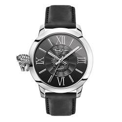 THOMAS SABO Herren Analog Quarz Uhr mit Leder Armband WA0295-218-203-46 mm von THOMAS SABO
