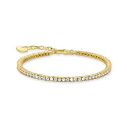 THOMAS SABO Tennisarmband für Damen aus 925 Sterlingsilber und 750 Gelbgold Vergoldung mit Zirkonia Steinen, Länge 16-19cm, A2021-414-14-L19V von THOMAS SABO