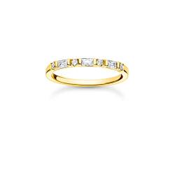 THOMAS SABO schmaler Ring mit Zirkonia Steinen in Rund- und Baguette-Schliff, 750 Vergoldung, 925 Sterlingsilber, Ringgröße 56, TR2348-414-14-56 von THOMAS SABO