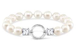 Thomas Sabo Damen Armband Perlen silber mit Steine Zirkonia weiß und Süßwasserzuchtperle, 925 Sterlingsilber, Länge: 17,5 cm, A2072-167-14-L17,5 von THOMAS SABO