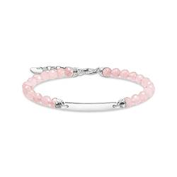 Thomas Sabo Damen Armband Weiße Süßwasserzuchtperlen und Gravur-Steg aus 925 Sterling-Silber Rosenquarz, Gr. 16cm-19cm, A2042-637-9-L19V von THOMAS SABO