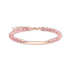 Thomas Sabo Damen Armband Weiße Süßwasserzuchtperlen und Gravur-Steg aus 925er Sterlingsilber mit 750er Roségold-Vergoldung, Gr. 16cm-19cm, A2042-415-9-L19V von THOMAS SABO