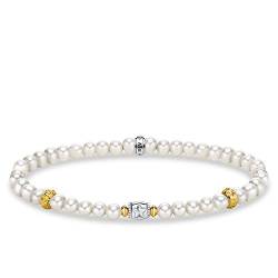 Thomas Sabo Damen Armband beige Perlen mit Halbmond Silber 925 Sterlingsilber, Geschwärzt, 750 Gelbgold Vergoldung A1979-430-14 von THOMAS SABO