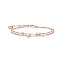 Thomas Sabo Damen Armband mit Herzen und weiße Steine roségold, 925er Sterlingsilber mit 750 Roségold Vergoldung, Länge: 16-19 cm, A2057-416-14-L19V von THOMAS SABO