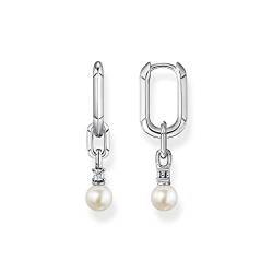 Thomas Sabo Damen Creolen aus 925er Sterling-Silber mit Glieder und Perlen, Höhe: 33mm, CR669-167-14 von THOMAS SABO