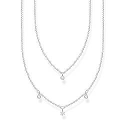 Thomas Sabo Damen Doppel Halskette weiße Steine silber, 925 Sterlingsilber, 40-45 cm Länge von THOMAS SABO