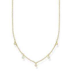 Thomas Sabo Damen Halskette weiße Steine gold 925 Sterlingsilber, 40-45 cm Länge von THOMAS SABO