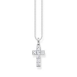 Thomas Sabo Damen Kette Kreuz mit weißen Steinen Silber, aus 925er Sterlingsilber mit weißen Zirkonia-Steinen, Länge 45cm, KE2166-051-14-L45V von THOMAS SABO