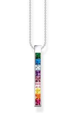 Thomas Sabo Damen Kette mit bunten Steinen Silber, aus 925er Sterlingsilber, Steinbesatz in Regenbogen-Farben, Länge 45cm, KE2146-477-7-L45V von THOMAS SABO