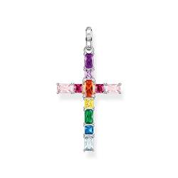 Thomas Sabo Damen Ketten Anhänger Kreuz, mit mehreren bunten Zirkoniasteinen, 925er Sterlingsilber geschwärzt, Maße: 42 x 23 mm, PE939-073-7 von THOMAS SABO