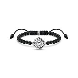 Thomas Sabo Herren Armband Elements of Nature silber, aus schwarzen Obsidian Perlen, geschwärzten 925er Sterlingsilber Elementen, Länge: 15-22 cm, A2009-704-11-L22V von THOMAS SABO