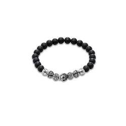 Thomas Sabo Herren Armband Totenkopf Obsidian schwarz Rebel at Heart 925 Sterling Silber A1099-159-11 von THOMAS SABO