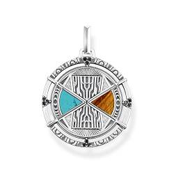 Thomas Sabo Herren Ketten Anhänger Talisman, mit mehreren Zirkoniasteinen, Tigerauge und Türkis, 925er Sterlingsilber geschwärzt, Maße: 26 x 18 mm, PE951-364-7 von THOMAS SABO