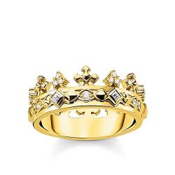 Thomas Sabo Ring mit Kronenmotiv, Größe 54, Glam & Soul, 925 Sterlingsilber, vergoldet, von THOMAS SABO