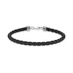 Thomas Sabo Unisex Lederarmband schwarz 925 Sterling Silber geschwärzt Leder A2011-682-11 von THOMAS SABO