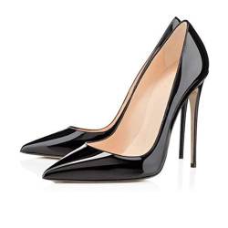 THOYBMO Damen Sandalen High Heeled Geschlossene Slip-On-Schuhe Hohem Absatz Stilettoabsatz Geeignet für Hochzeitsfeiern Formelle Anlässe Über 8cm,black patent leather,39 von THOYBMO