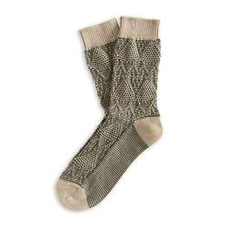 Thunders Love | Unisex Socks | Size 39-45 | Link Model | 'Crisscrossed' | Beige and Green Socks | Cotton Socks | Egyptian Cotton 96% | Finely Ribbed Knit | Soft and Padded Touch | Ergonomic Adjustment von THUNDERS LOVE