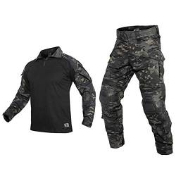 THWJSH Herren Military Tactical Suit Gentleman Tactical Long Sleeve Combat Shirt Training Military Outdoor Hose Combat Uniform f?r Outdoor Training Schwarz-L von THWJSH