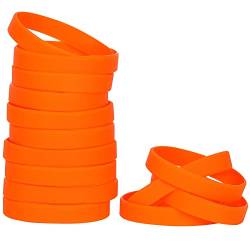 THXIY 50 Stück Silikon Armband Universal Armbänder Blank Gummi silikonarmbänder für Mann Frauen Männer Orange von THXIY