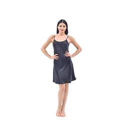 THXSILK Seide Nachtkleid für Damen Mini Nachthemd Kurz Nachtwäsche 19 Momme Seide Nighty Knielänge (Schwarz, XL) von THXSILK