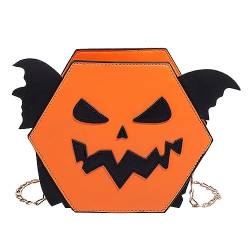 TIAASTAP Halloween Tasche für Damen Halloween Handtasche Kürbis Umhängetasche mit Fledermausflügel Halloween Deko Kürbis Kostüm Gothic Halloween Taschen mit Kette, Halloween Geschenke für Damen von TIAASTAP