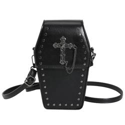 TIAASTAP Sargform Handtasche Totenkopf Deko Weihnachtsgeschenke für Teenager Mädchen Gothic Umhängetasche Halloween Geschenke Coole Sachen Goth Tasche für Teenager mit Verstellbarer Gurt von TIAASTAP