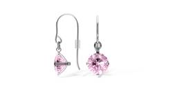 TIABELLE – Ohrhänger ENYA aus Titan mit funkelnden Swarovski® Zirconias – Silberfarbene Ohrringe hängend für Damen – allergenfrei & hautverträglich – Handmade in Germany (8,8 mm ø | Pink) von TIABELLE