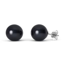 TIABELLE – Ohrstecker CRYSTAL PEARL aus Titan mit glänzenden Swarovski® Perlen – Silberfarbene Perlenohrringe für Damen – allergenfrei & hautverträglich – Handmade in Germany (Black) von TIABELLE