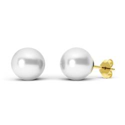 TIABELLE – Ohrstecker CRYSTAL PEARL aus Titan mit glänzenden Swarovski® Perlen – Silberfarbene Perlenohrringe für Damen – allergenfrei & hautverträglich – Handmade in Germany (Gold) von TIABELLE