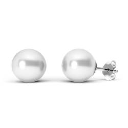 TIABELLE – Ohrstecker CRYSTAL PEARL aus Titan mit glänzenden Swarovski® Perlen – Silberfarbene Perlenohrringe für Damen – allergenfrei & hautverträglich – Handmade in Germany (White) von TIABELLE