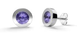 TIABELLE – Ohrstecker LUNA aus Titan mit funkelnden Swarovski® Zirconias – Silberfarbene Ohrringe für Damen – allergenfrei & hautverträglich – Handmade in Germany (7,6 mm ø | Tanzanite) von TIABELLE