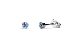 TIABELLE – Ohrstecker RISE aus Titan mit funkelnden Swarovski® Zirconias – Silberfarbene Ohrringe für Damen – allergenfrei & hautverträglich – Handmade in Germany (MINI | 2,8 mm ø | Light Blue) von TIABELLE