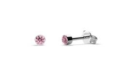 TIABELLE – Ohrstecker RISE aus Titan mit funkelnden Swarovski® Zirconias – Silberfarbene Ohrringe für Damen – allergenfrei & hautverträglich – Handmade in Germany (MINI | 2,8 mm ø | Pink) von TIABELLE