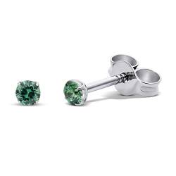 TIABELLE – Ohrstecker SINGLE STONE aus Titan mit funkelnden Swarovski® Zirconias – Silberfarbene Ohrringe für Damen – allergenfrei & hautverträglich – Handmade in Germany (3 mm ø | Green) von TIABELLE