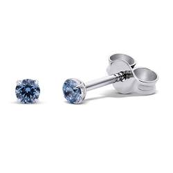 TIABELLE – Ohrstecker SINGLE STONE aus Titan mit funkelnden Swarovski® Zirconias – Silberfarbene Ohrringe für Damen – allergenfrei & hautverträglich – Handmade in Germany (3 mm ø | Light Blue) von TIABELLE