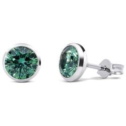 TIABELLE – Ohrstecker TRUMPET aus Titan mit funkelnden Swarovski® Zirconias – Silberfarbene Ohrringe für Damen – allergenfrei & hautverträglich – Handmade in Germany (MAXI | 7,5 mm ø | Green) von TIABELLE