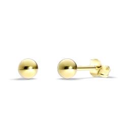 TIABELLE – Ohrstecker ZOE aus Titan – Goldfarbene Ohrringe Kugel für Damen – allergenfrei & hautverträglich – Handmade in Germany (4 mm) von TIABELLE