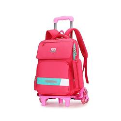 Robuste Reisetasche mit Universal-Trolley, Trolley-Taschen für Grundschulen, für Jungen und Mädchen, Handziehboxen, dreirädrige Treppensteiger-Schultaschen für Kinder, langlebige Formräder (Farbe: R von TIANHEY