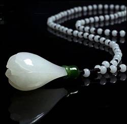 TIANHEY 100% natürlicher, authentischer Hetian-Jade-Saphir-Anhänger, weiße Lotusorchidee, Halsketten, Schmuck, Glücksaccessoires von TIANHEY