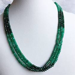 TIANHEY 3 * 4 mm facettierte grüne Aventurin-Halskette für Frauen, natürliche facettierte Jadestein-Perlenkette, Halsband, Abakus, Damenschmuck von TIANHEY