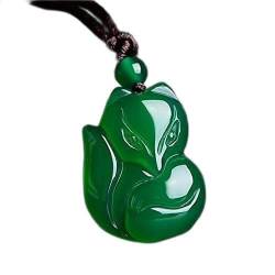 TIANHEY Chinesische natürliche grüne Chalcedon Achat handgeschnitzte Fuchs Jade Anhänger Mode Männer und Frauen Jade Schmuck Chalcedon Halskette von TIANHEY