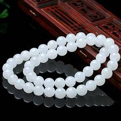 TIANHEY Echte natürliche weiße Jade Perlen Halskette Frauen edlen Schmuck echte chinesische Jade Stein Halsketten Frau Zubehör Schmuck von TIANHEY