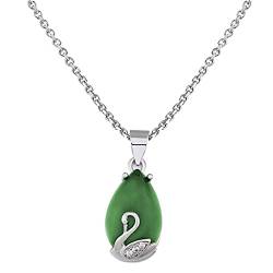 TIANHEY Grüne Jade Schwan Anhänger Halskette 925 Silber Jadeit Chalcedon Amulett Mode Charm Schmuck Geschenke für Frauen Sie von TIANHEY