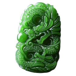 TIANHEY Grüner Jade-Drachen-Anhänger für Herren und Damen, modischer Charme, Schmuck, Jadestein, handgeschnitztes Amulett, Geschenke und Accessoires von TIANHEY