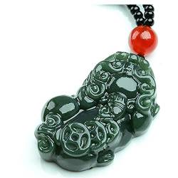 TIANHEY Halskette mit grünem Pixiu-Anhänger aus Hetian-Jade, Herren-Charm-Schmuck, Mode-Accessoires, handgeschnitztes Glücks-Amulett, Geschenke von TIANHEY